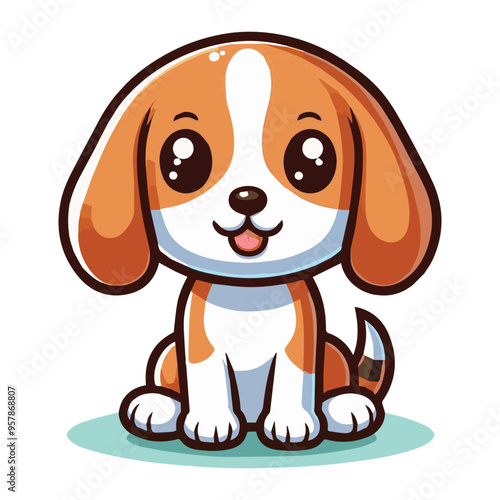 Cute Beagle Dog Sitting Cartoon Vector Icon