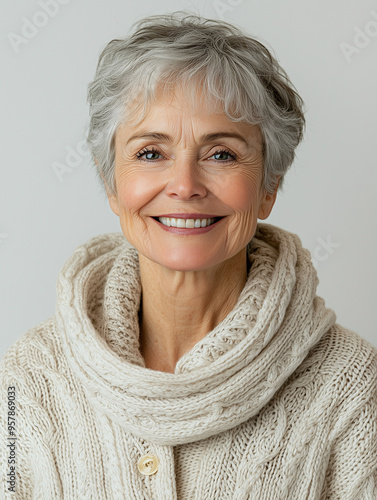 A smiling elderly Caucasian...