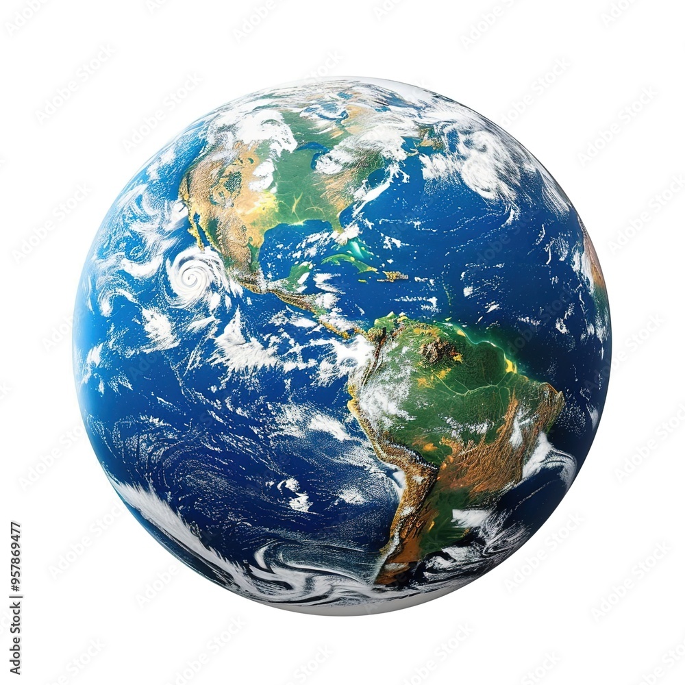 Illuminated planet Earth against white background