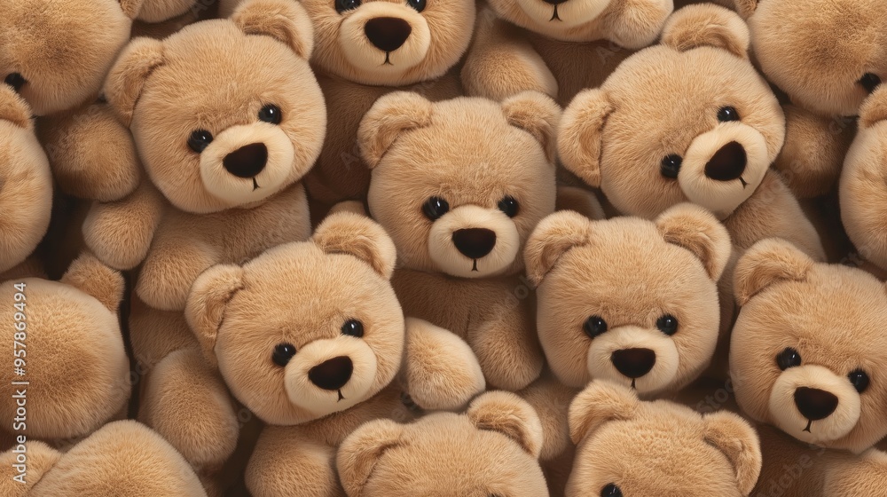 Background of brown and fluffy teddy bears leaving no gaps Background of brown and fluffy teddy bears leaving no gaps