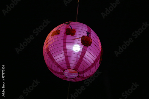 Handmade paper lanterns at the Lantern Festival At night.