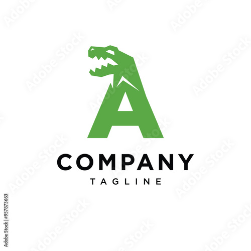 Letter A T-Rex dinosaurus Logo icon vector