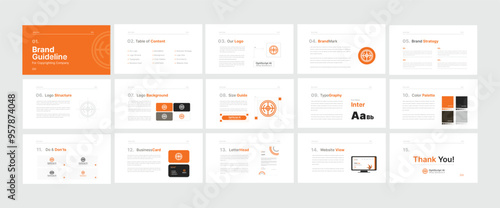 Brand Guidelines Poster Layout Set. Minimal Brand Guideline Template. Brand Identity presentation design. Vector illustration.