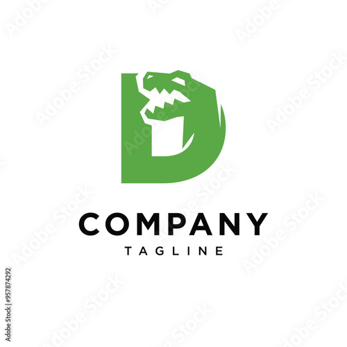 Letter D T-Rex dinosaurus Logo icon vector