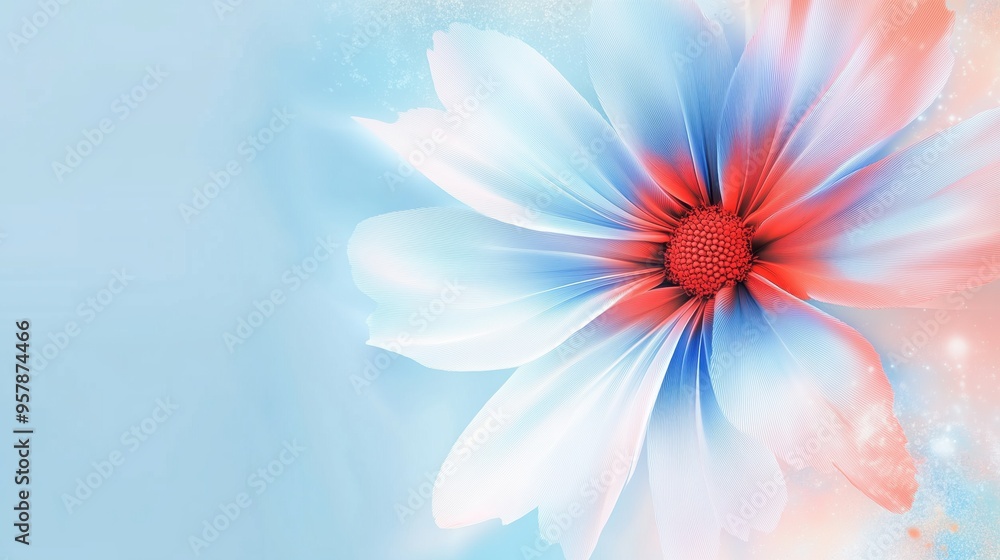 Obraz premium Abstract gradient flower with watercolor effect light blue background
