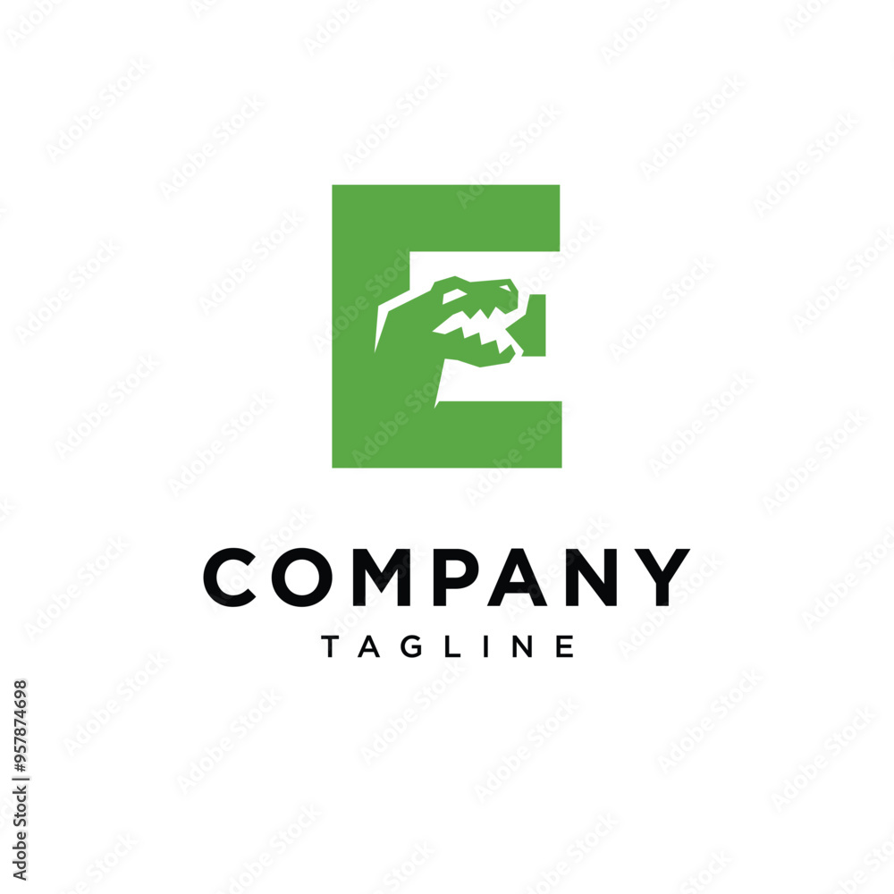 Letter E T-Rex dinosaurus Logo icon vector Letter E T-Rex dinosaurus Logo icon vector