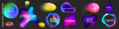 Gradient neon color sphere. Round holographic gradients. Glowing bright liquid gradient shape. Curved line for banner and flyer, social media.