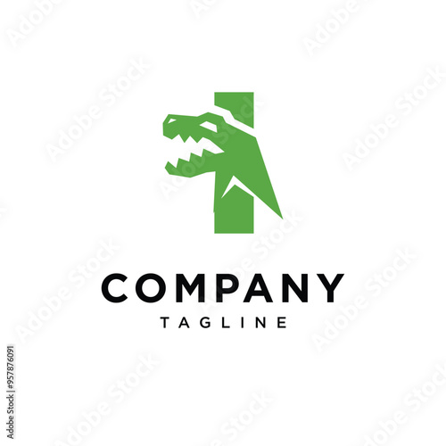 Letter I T-Rex dinosaurus Logo icon vector
