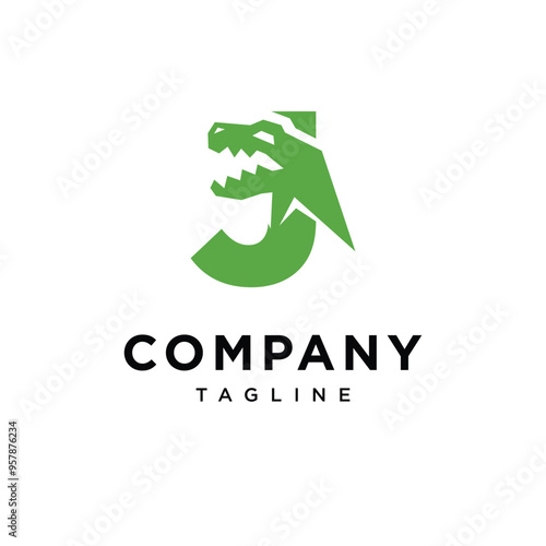 Letter J T-Rex dinosaurus Logo icon vector