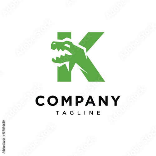 Letter K T-Rex dinosaurus Logo icon vector