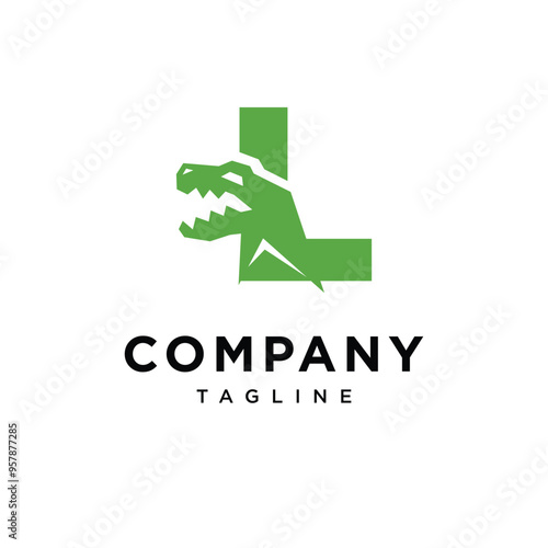 Letter L T-Rex dinosaurus Logo icon vector