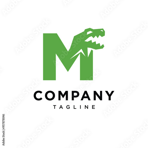 Letter M T-Rex dinosaurus Logo icon vector