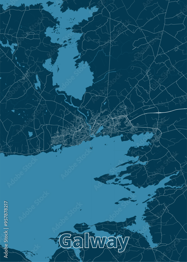Galway, Ireland artistic blueprint map poster Galway, Ireland artistic blueprint map poster