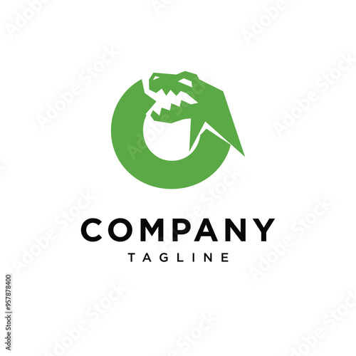 Letter O T-Rex dinosaurus Logo icon vector
