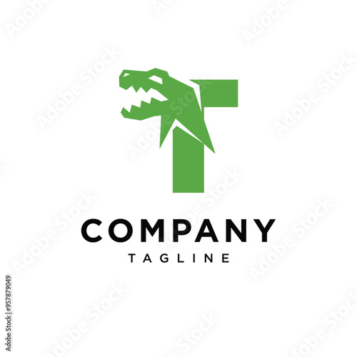 Letter T T-Rex dinosaurus Logo icon vector