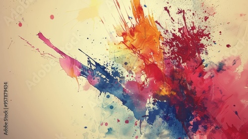 Abstract Background With Colorful Watercolors, Ink, and Splatter Texture. Artistic Wallpaper Design