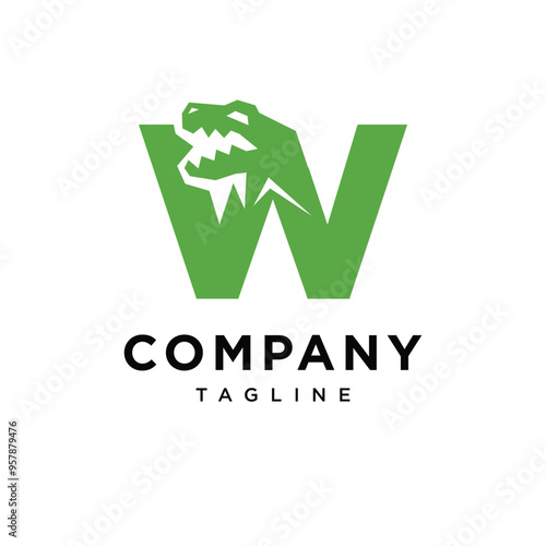 Letter W T-Rex dinosaurus Logo icon vector