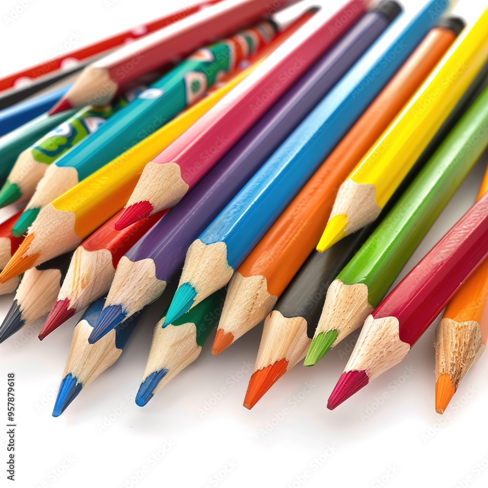 Back to school with colorful pencils and stationery Back to school with colorful pencils and stationery