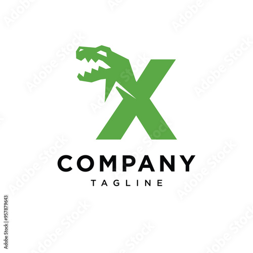 Letter X T-Rex dinosaurus Logo icon vector