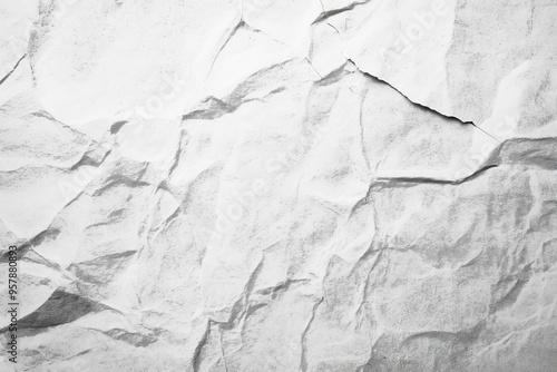 White crumpled paper texture overlay background