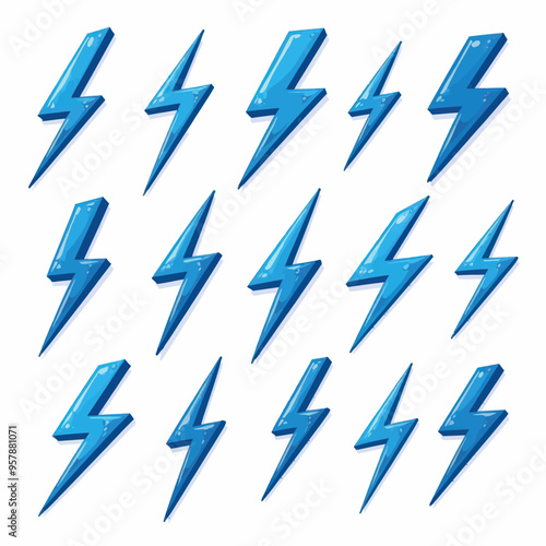 Stylized Lightning Bolts on White Background