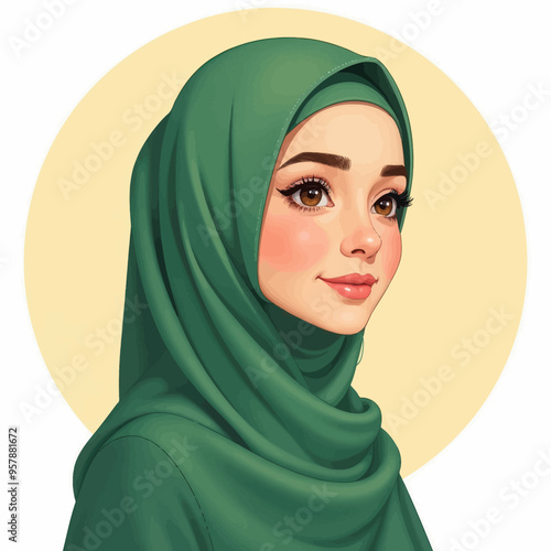 Smiling Woman in Green Hijab