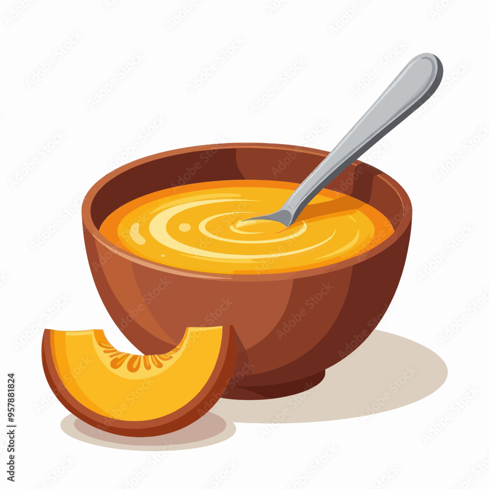 Slice of Orange with Spoon in Bowl Slice of Orange with Spoon in Bowl