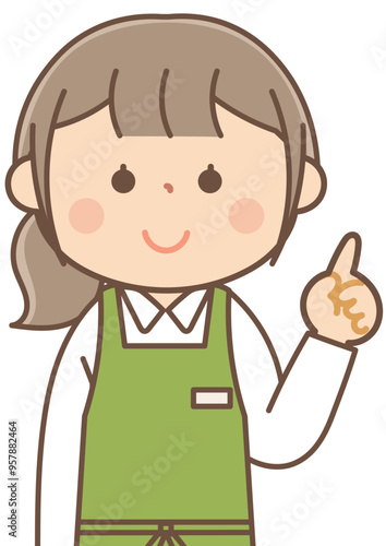 説明をする書店員の女性