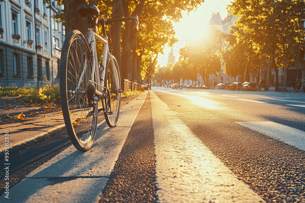 Obraz premium Bike lanes through scenic routes in urban areas