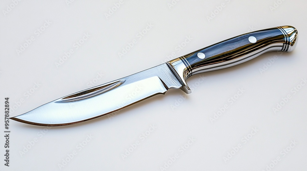 Handmade Hunting Knife: A sleek and sharp hunting knife displayed on a white background, showcasing its craftsmanship and functionality. Handmade Hunting Knife: A sleek and sharp hunting knife displayed on a white background, showcasing its craftsmanship and functionality.