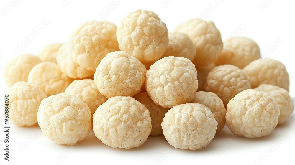 Heap of Crispy Round Snacks with White Background Heap of Crispy Round Snacks with White Background