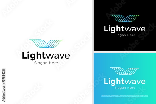 Light wave spectrum logo vector design template