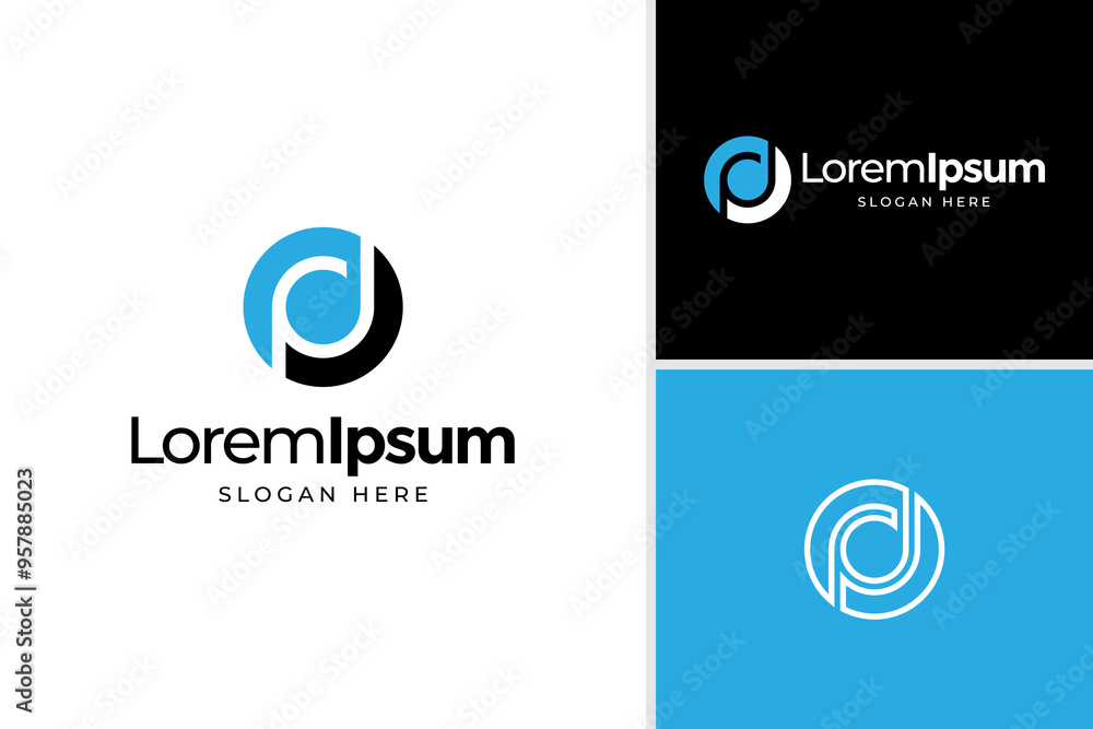 Geometric letter P D technology logo vector design template Geometric letter P D technology logo vector design template