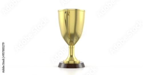 Rotating gold trophy cup