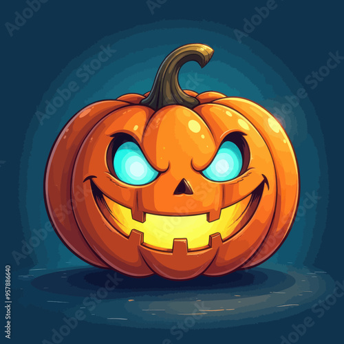 Happy Halloween: A Cartoon Pumpkin with Glowing Eyes and a Smile