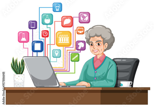 Elderly Woman Using Laptop