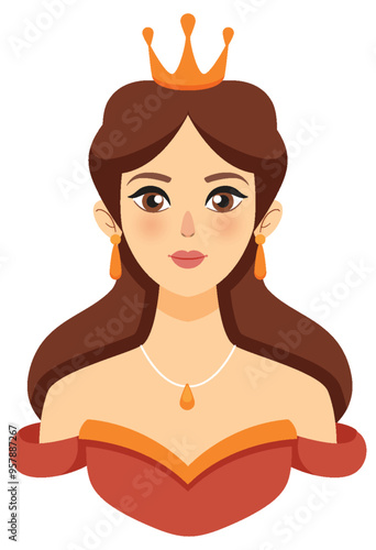 Elegant Princess with Crown