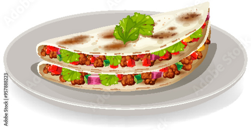 Delicious Mexican Tacos on Plate