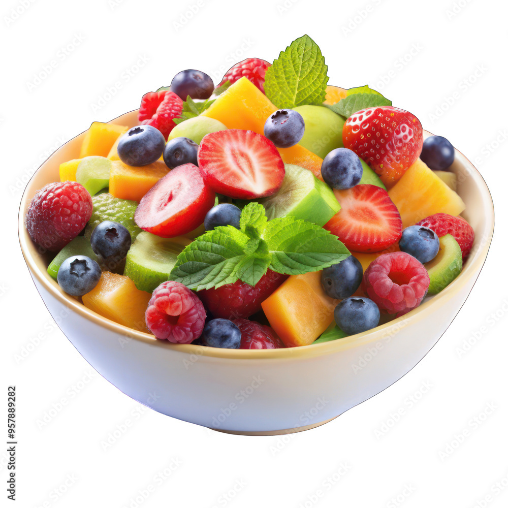 Bowl of healthy fresh fruit salad isolated on transparent background Bowl of healthy fresh fruit salad isolated on transparent background