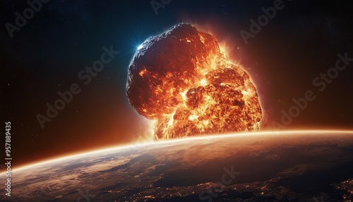 Impact of asteroid meteor comet collision explosion over planet Earth 26 photo