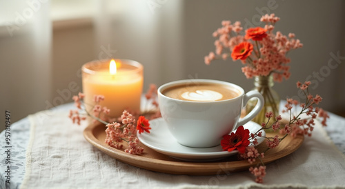 cup of coffee and candle