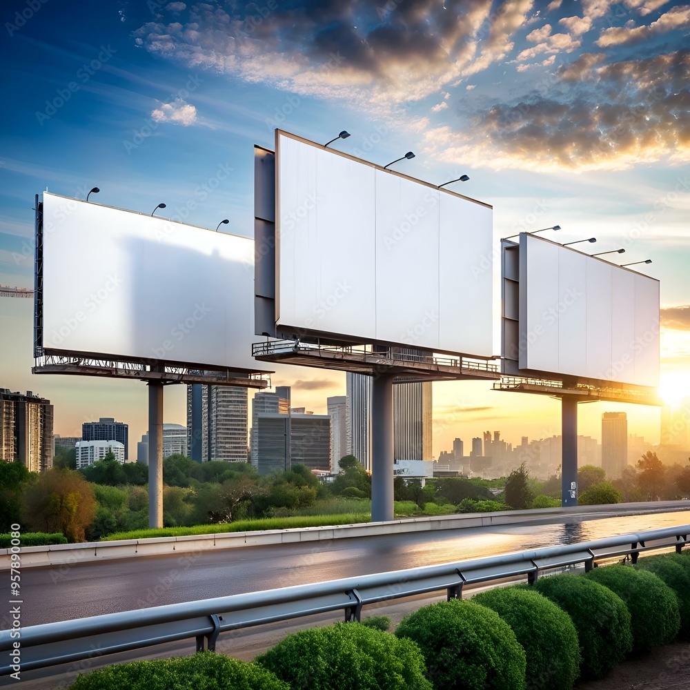Blank billboards ready for your message! Perfect for advertising. design. or urban landscape concepts. Blank billboards ready for your message! Perfect for advertising. design. or urban landscape concepts.