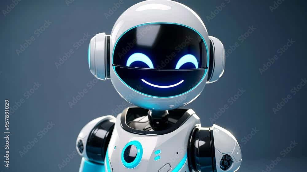 Exciting advancements in robotics showcased by a friendly, smiling robot companion in a futuristic setting Exciting advancements in robotics showcased by a friendly, smiling robot companion in a futuristic setting