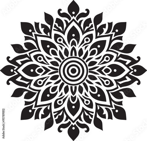 Mandala Silhouette Vector Design.