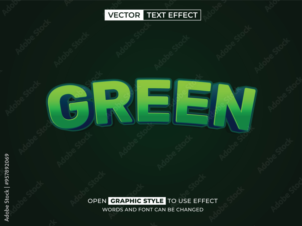 green text effect, font editable, typography, 3d text. vector template green text effect, font editable, typography, 3d text. vector template
