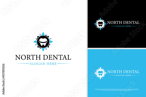 Abstract compass dental healthcare logo vector design template