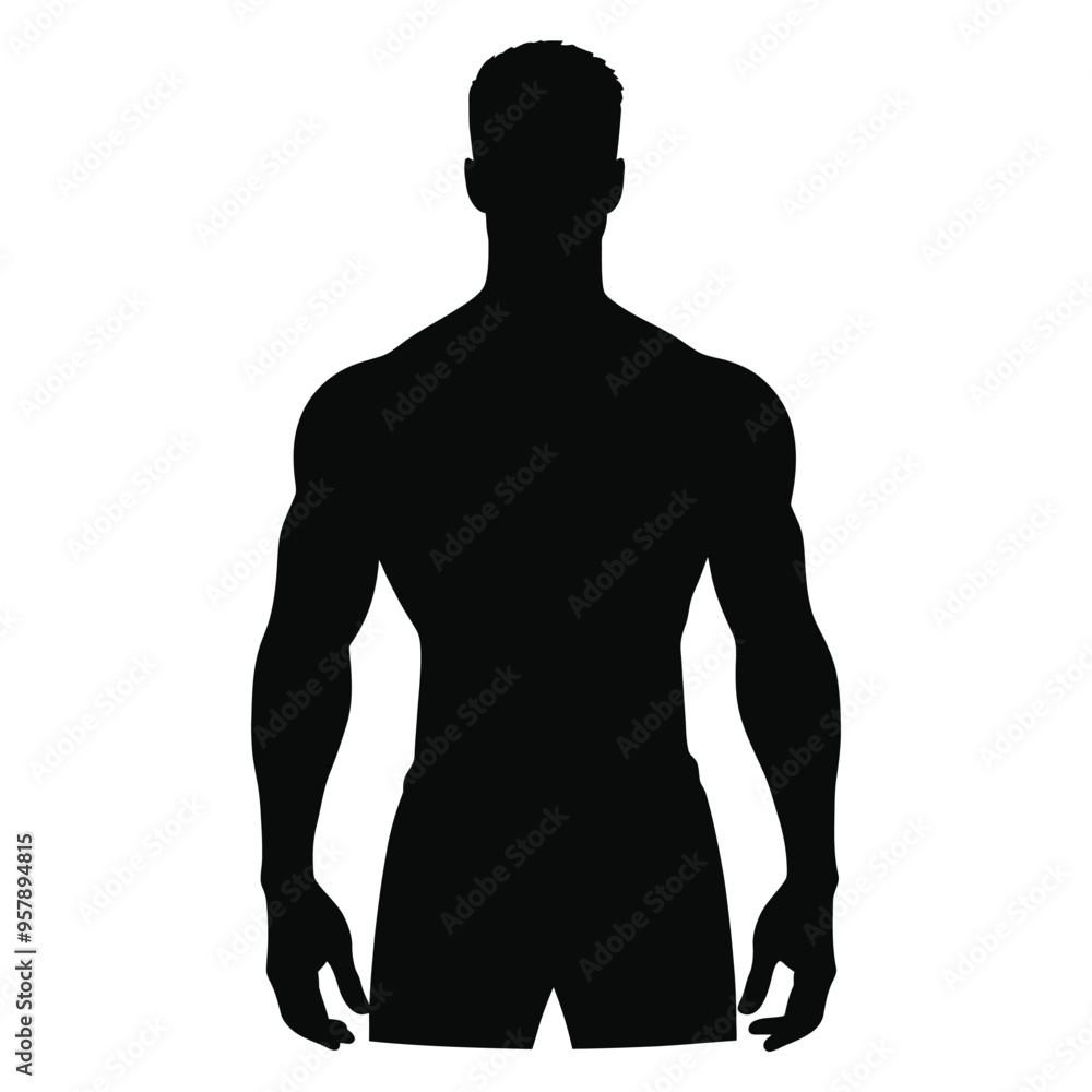 Silhouette of a Black Man Standing in a Confident and Relaxed Stance Silhouette of a Black Man Standing in a Confident and Relaxed Stance