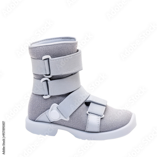 High-quality medical orthopedic boot with adjustable straps and ankle support for injury recovery and mobility improvement. photo