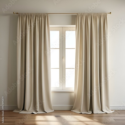 Simple and elegant. these beige curtains add a touch of sophistication to any room.