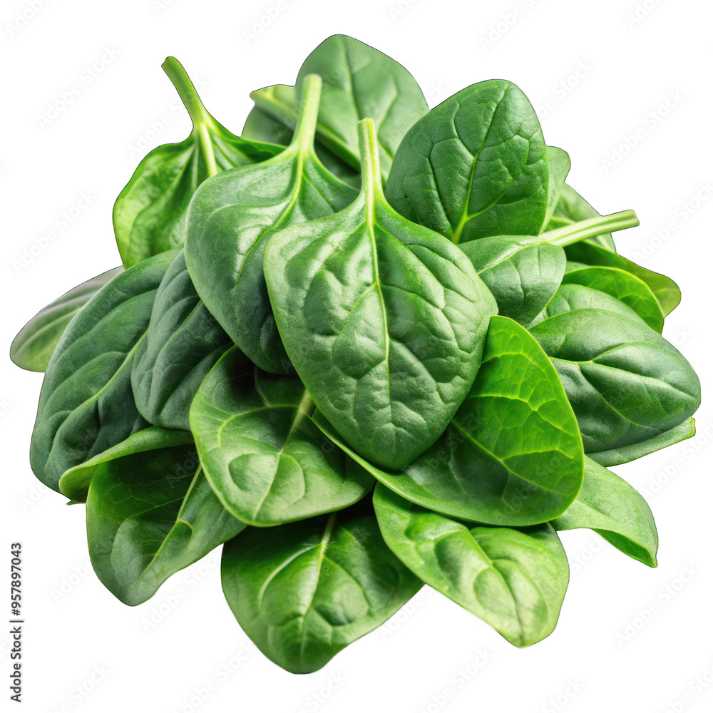 Spinach leafs pile isolated on transparent background Spinach leafs pile isolated on transparent background